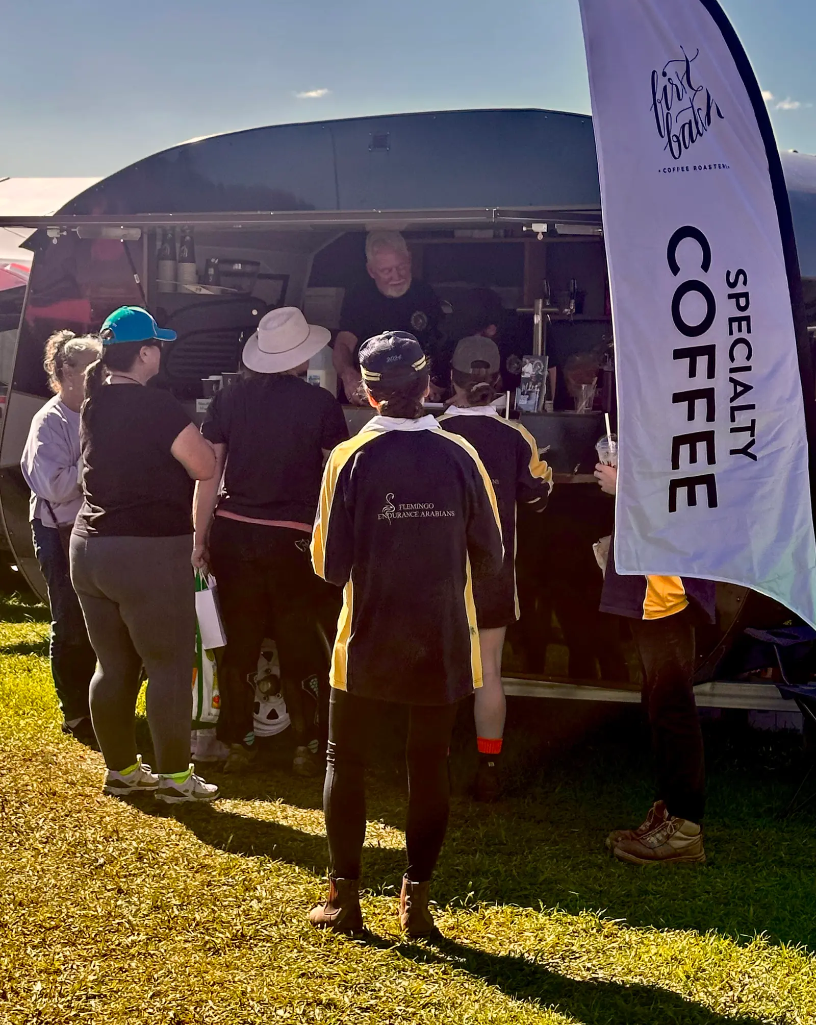 Queue for specialty coffee at the mobile coffee van