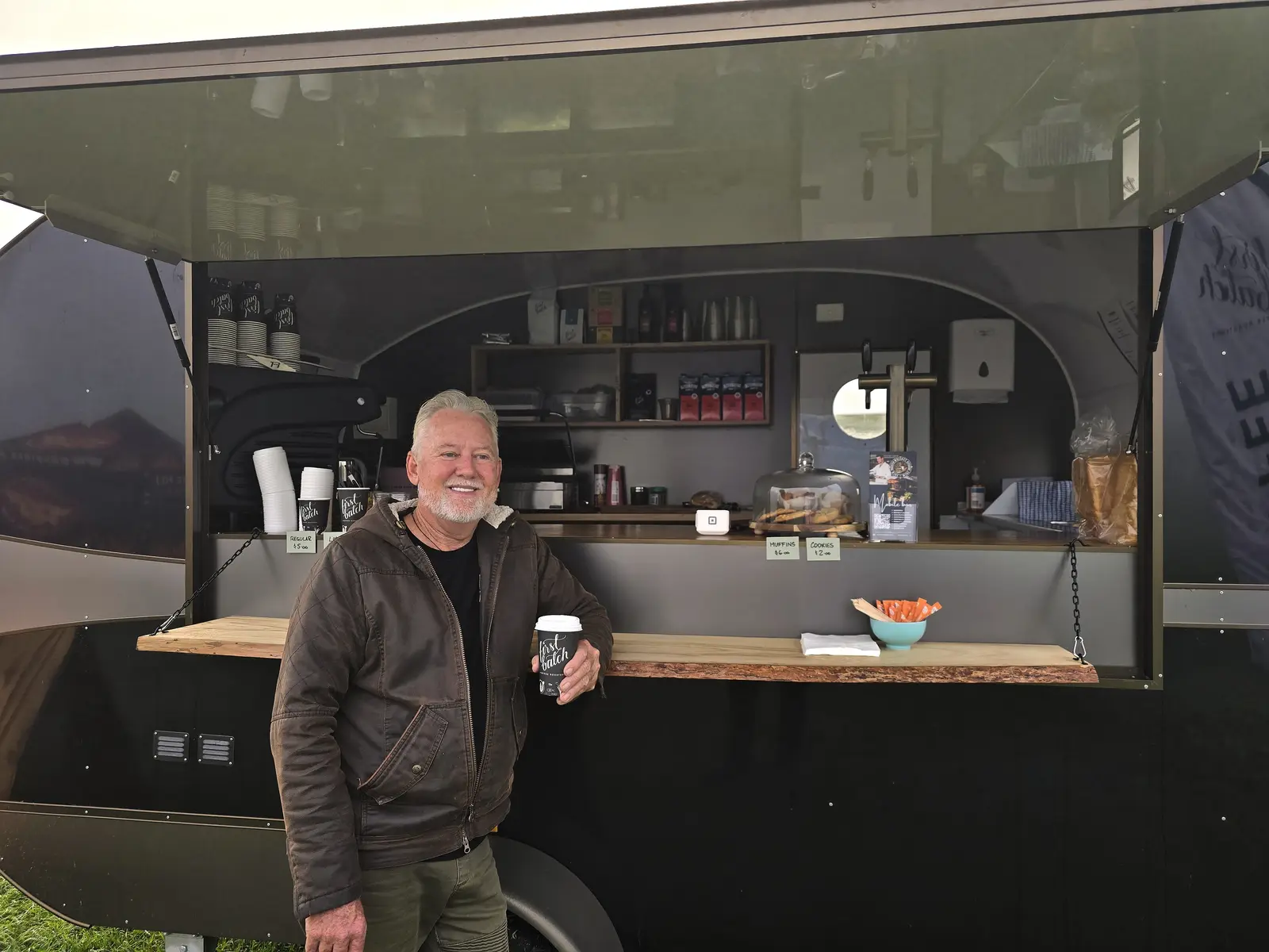 Glenn standing at the mobile bar van